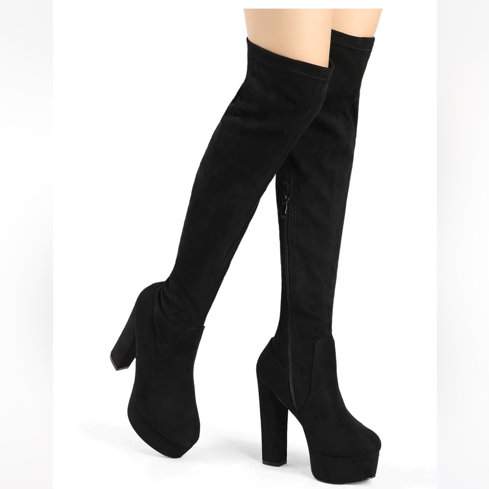Nasty Gal “Suede” Platform Boots Black